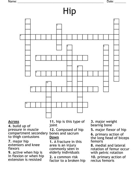 Hip Crossword - WordMint