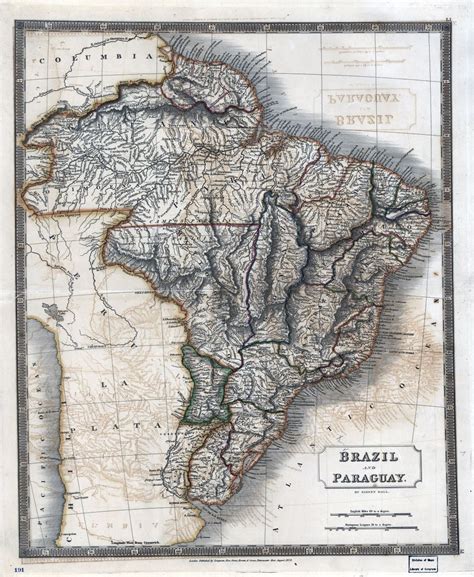 Large scale old political map of Brazil and Paraguay with other marks - 1828 | Old maps of ...