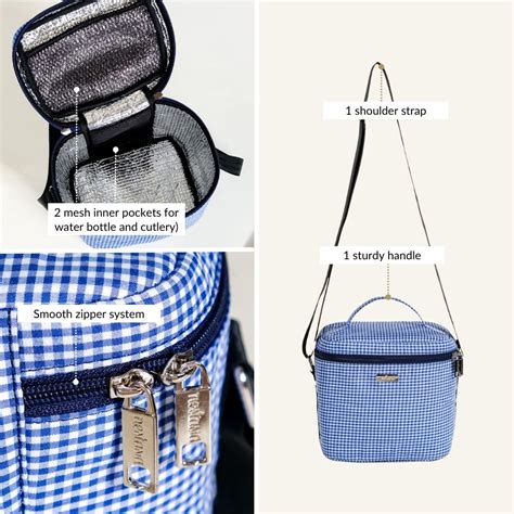 Blue Gingham Insulated Lunch Bag Online - Premium Lunch Bag | Nestasia