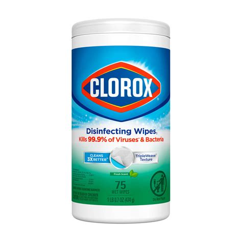 Buy Clorox Disinfecting Cleaning Wipes, Bleach Free, Fresh Scent, 75 ct ...