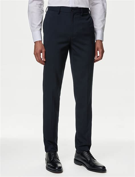 Buy Slim Fit Flat Front Stretch Trousers at Marks & Spencer