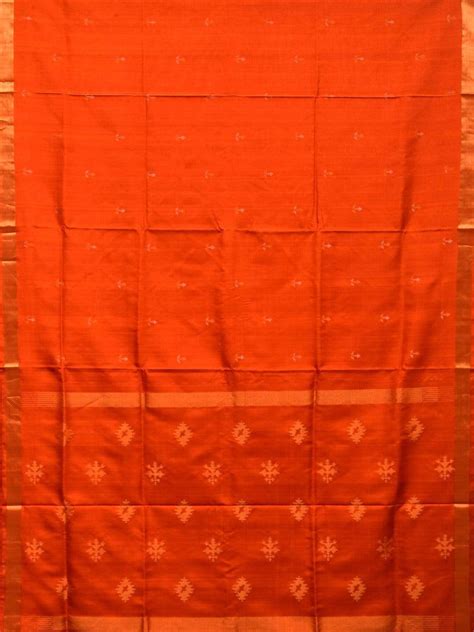 Orange Uppada Silk Handloom Saree with Assorted Buta Pallu Design u173