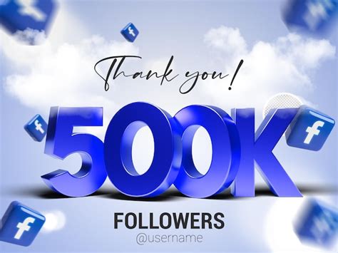 Merci 500K followers sur facebook psd | PSD Premium