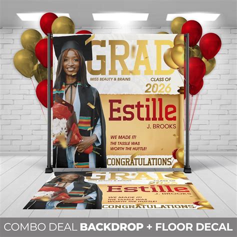 Backdrop + Floor Decal, Custom Magazine Graduation Banner Floor Decal ...