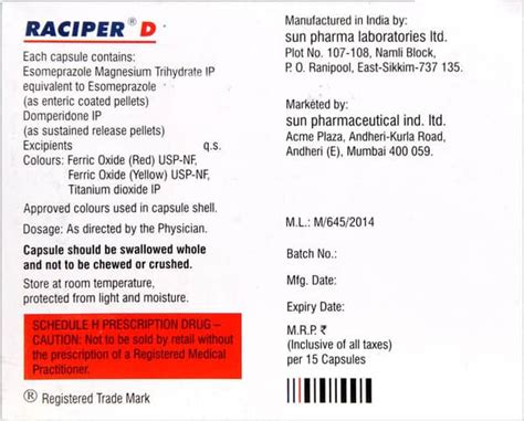 Raciper D Capsule: Uses, Side Effects, Price, Dosage & More Info ...