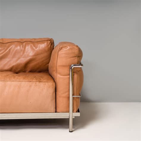 Cassina Le Corbusier Tan Brown Leather LC3 Grand Confort Three Seat ...