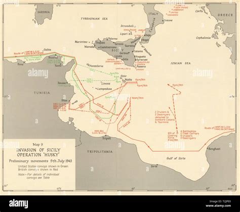 Invasion of Sicily. Operation Husky. Initial movements 9 July 1943. WW2 ...
