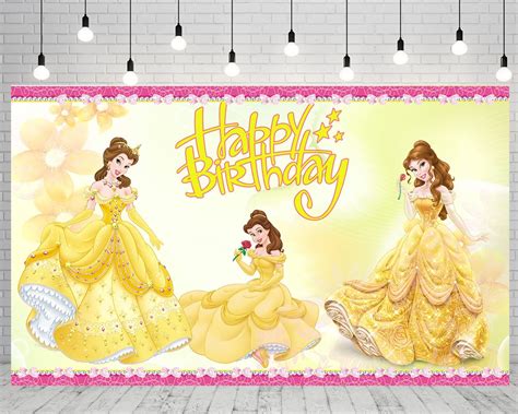 Buy Yellow Princess Backdrop Birthday Party Supplies 5x3ft Beauty and ...