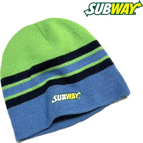 1点物 サブウェイSUBWAYニット帽子ビーニーニットキャップ古着メンズレディースOKアメカジ90sストリート/スポーツ紺アメフトNFL黄緑 ...