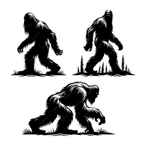 Premium Vector | Set of sasquatch silhouettes isolated on a white background