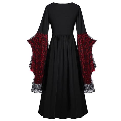 Buy Medieval Costume Women Butterfly Sleeve Maxi Dress Cold Shoulder ...