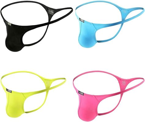 Buy HELX Men's Thongs Underwear Sexy G String T-Back Low Rise Bulge ...
