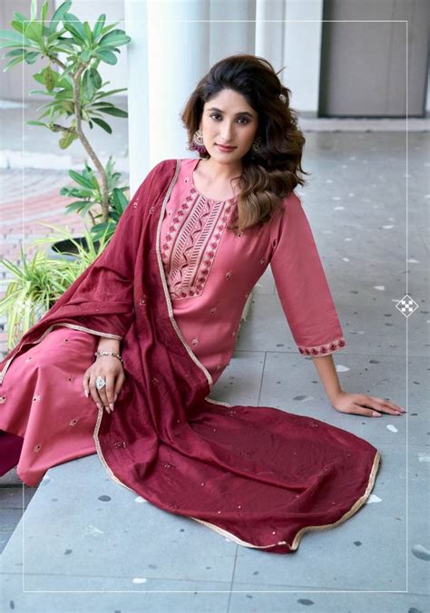 Vaniska Fiza Vol 5 Roman Silk Embroidery Work Kurti Pant And Dupatta