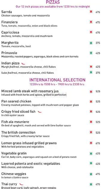 Menu at Lime Light, Hyderabad