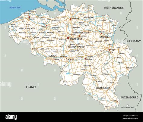 High detailed Belgium road map with labeling Stock Vector Image & Art - Alamy