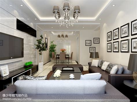 黑白灰客厅-设计效果图-建E室内设计网