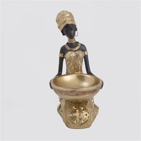 Buy Jaguar Polyresin Sitting African Woman Figurine with Bowl from Home ...
