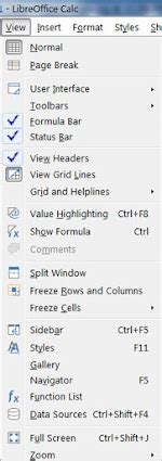 How To Use LibreOffice CALC View Menu All option in Hindi | LibreOffice ...