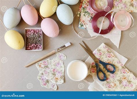 How To Decorate an Easter Egg with Decoupage Technique Stock Photo ...