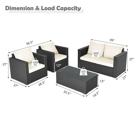 Forclover 4-Piece Wicker 2 Patio Sofa Conversation Set with Off-white ...