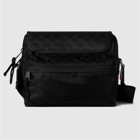 中号GG斜挎包 in黑色GG尼龙 | GUCCI® Australia