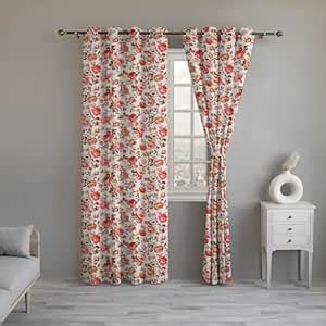 Buy LINENWALAS Cotton Printed Curtains 9 Feet Long 2 Panels Set ...