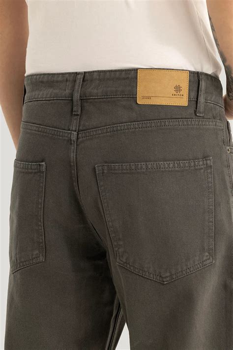 Buy Men's Etienne Charcoal Grey Plain Relaxed Fit Jeans Online | Snitch ...