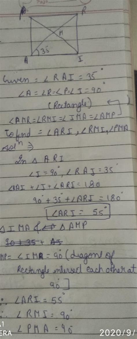 In rectangle PAIR, find ARI,RMI and PMA - Brainly.in