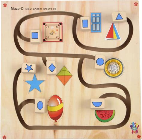 Skillofun Wooden Maze Chase - Shapes Around Us, Multi Color,for Kid ...