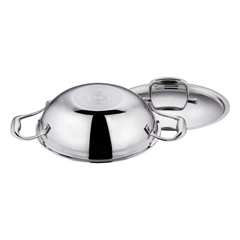 Buy Vinod Platinum Triply Stainless Steel Kadai with Stainless Steel ...