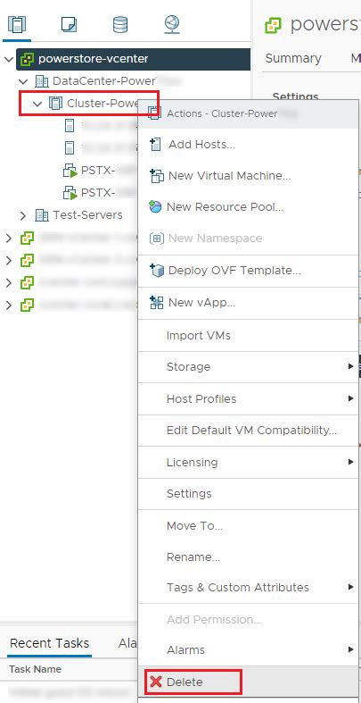 PowerStore: How to perform vCenter cleanup if cluster creation failed ...