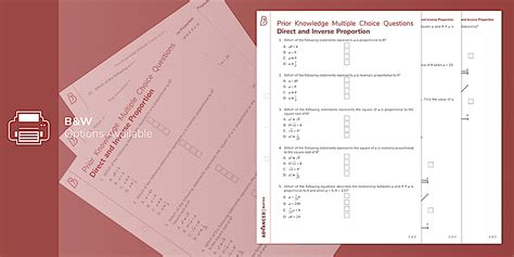 👉 Direct and Inverse Proportion - Prior Knowledge Multiple-Choice Questions