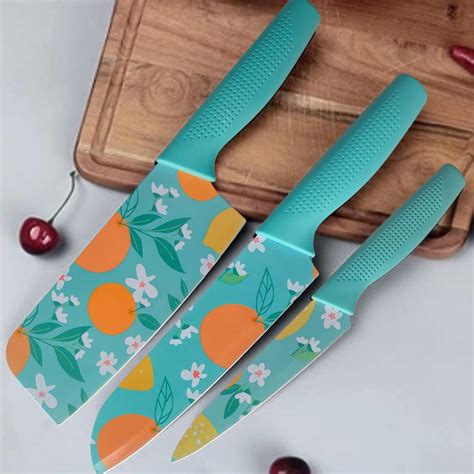 Buy THEODORE Set of 3 Blue Stainless Steel Kitchen Knife Set | High ...