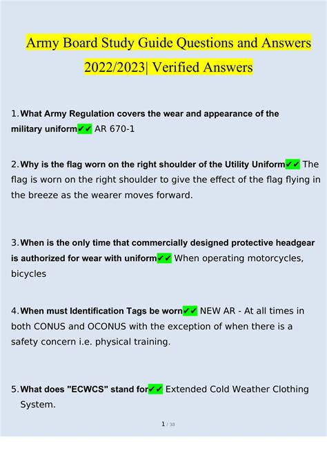 U.S. Army Promotion Board Study Guide Questions and Answers 2022/2023 ...