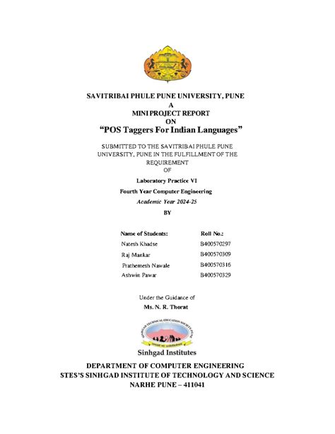 POS Taggers for Indian Languages - Mini Project Report (CE Lab VI ...