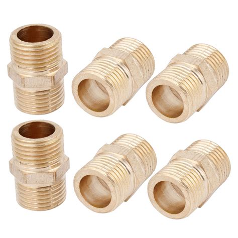 Generic UXCELL 6Pcs 20Mm 1/2Pt Male To Male Thread Equal Fitting Brass ...