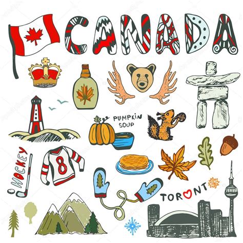 Sketch hand drawn collection of Canada symbols. — Stock Vector © m-ion ...