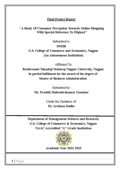 32-Prashik-Gondane - Eqsy - Final Project Report “A Study Of Consumer ...