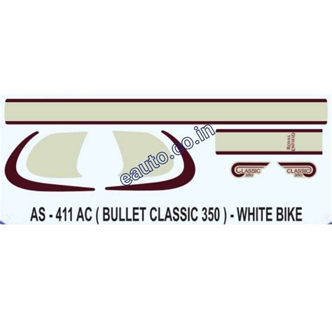 Graphics Sticker Set for Royal Enfiled Bullet Classic 350 | White Vehi