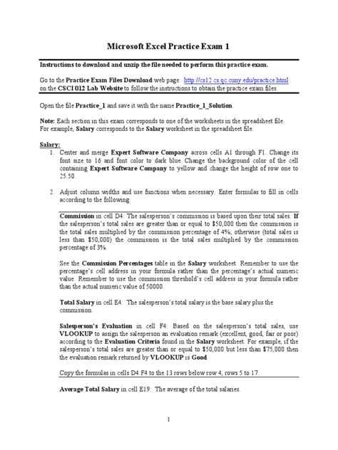 Image result for Free Printable Excel Practice Test