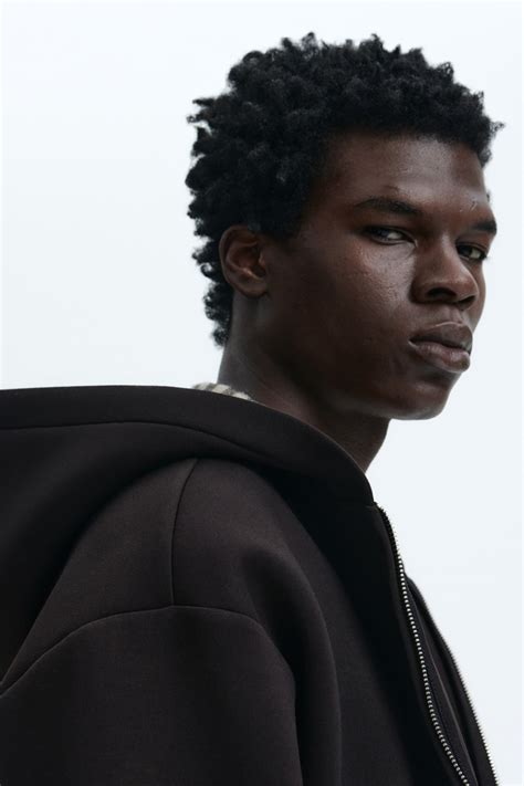 Men’s Dark brown Loose Fit Scuba Zip-through hoodie | H&M IN