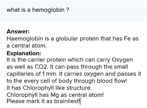 what is a hemoglobin ? - Brainly.in