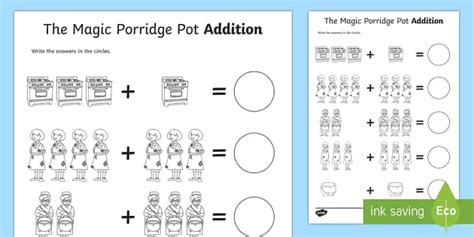 The Magic Porridge Pot Addition Sheets-the magice porridge pot, addition,