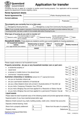Fillable Online Transfer application form - Queensland Department of ...