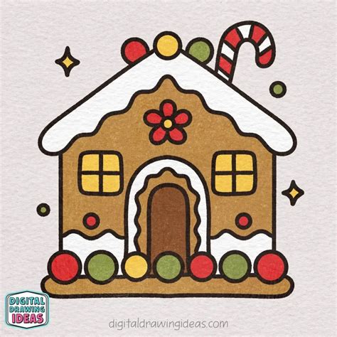 How to Draw a Gingerbread House - Digital Drawing Ideas