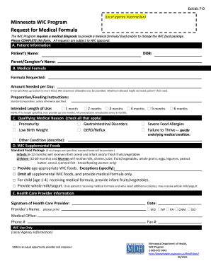 Fillable Online health minnesota MN WIC Program Exhibit 7-D - Request ...