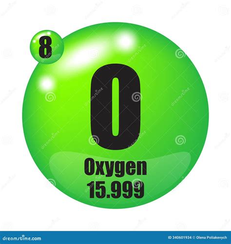Oxygen Element. Symbol O. Atomic Number 8. Atomic Mass 15.999. Green ...