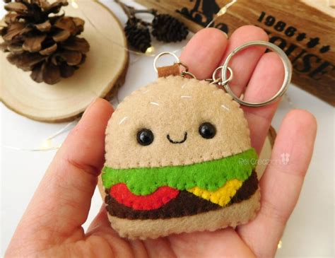 Buy Felt Cheeseburger Hamburger Kawaii Food Keychain, Fast Food ...