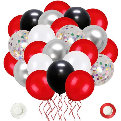 Buy CUTEDECOR 62 Pack Red Black Confetti Balloons Kit,12 Inch Black Red ...