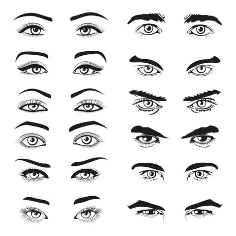 Ensemble yeux et sourcils homme et femme | Vecteur Gratuite